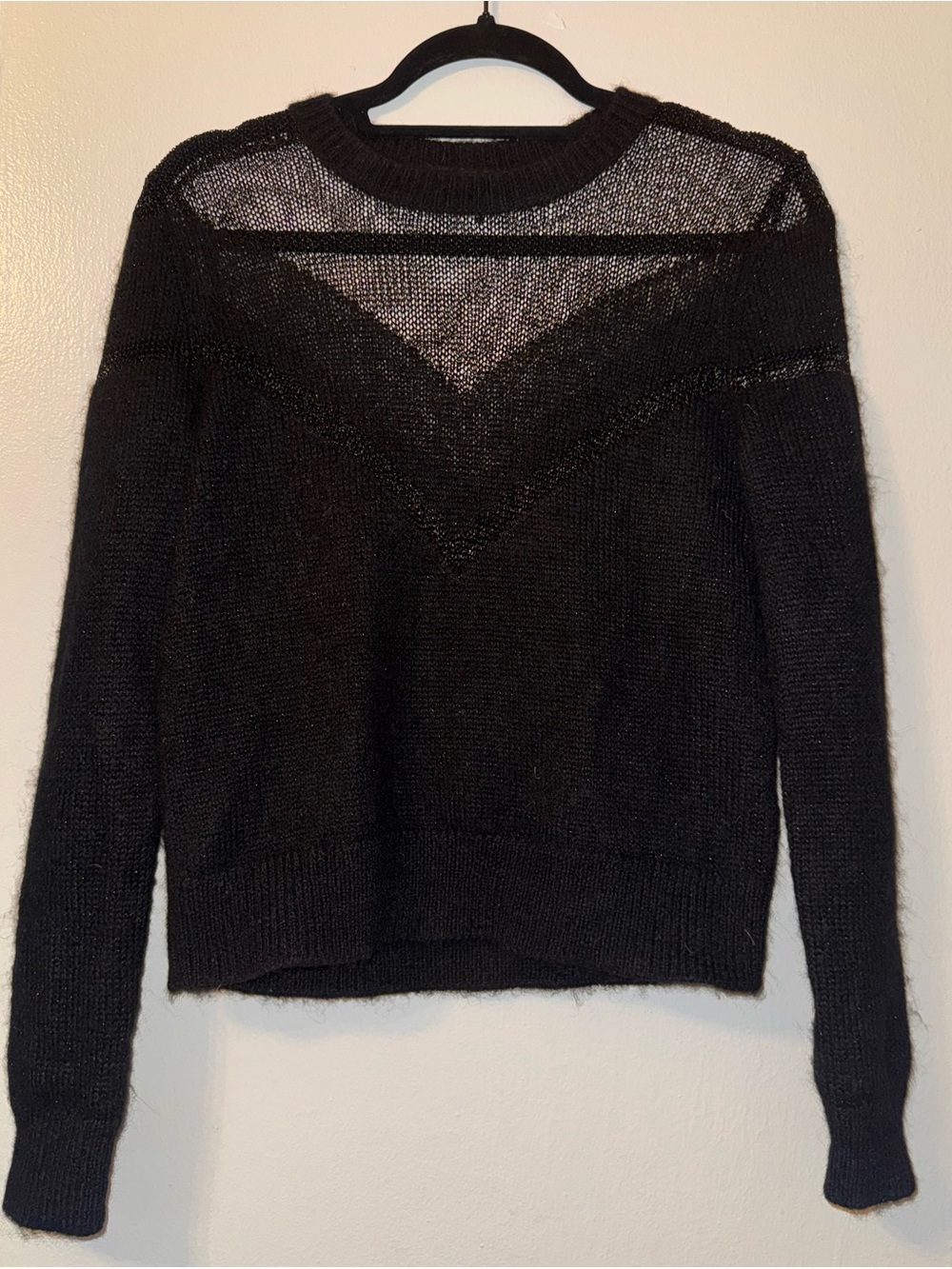 black XS crew neck rag & bone sweater with mesh - Picture 3 of 6